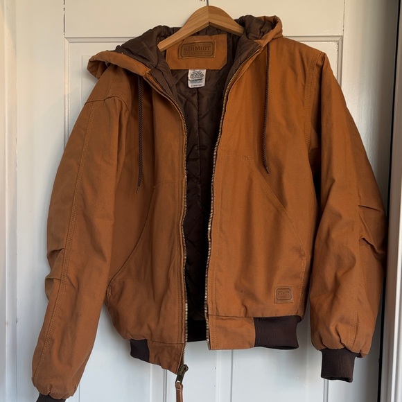 Men's Hooded Schmidt Work Jacket - Brown Size Small - Picture 11 of 11